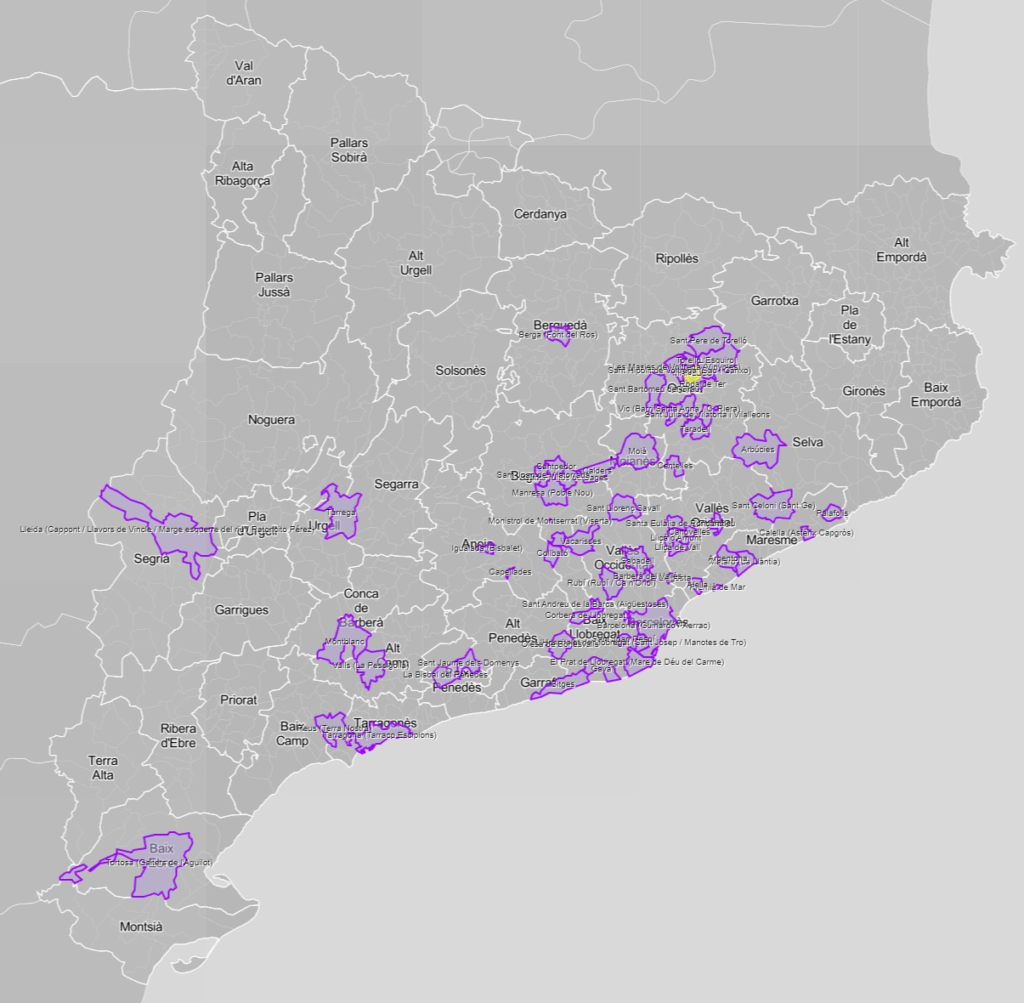 Mapa provisional de les colles que participaran al centenari