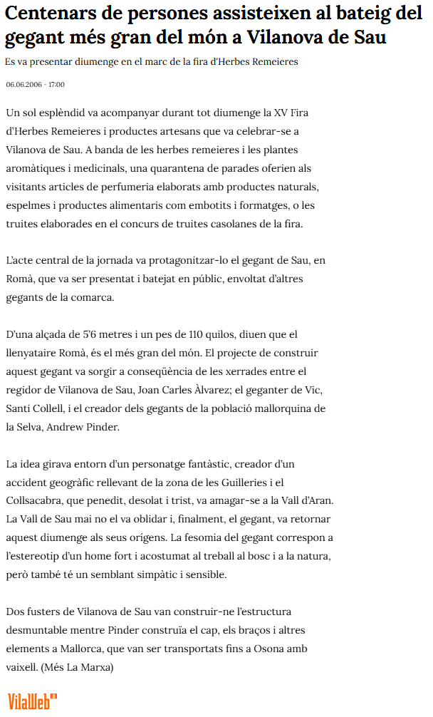 Foto0 notícia sobre en Romà de VilaWeb